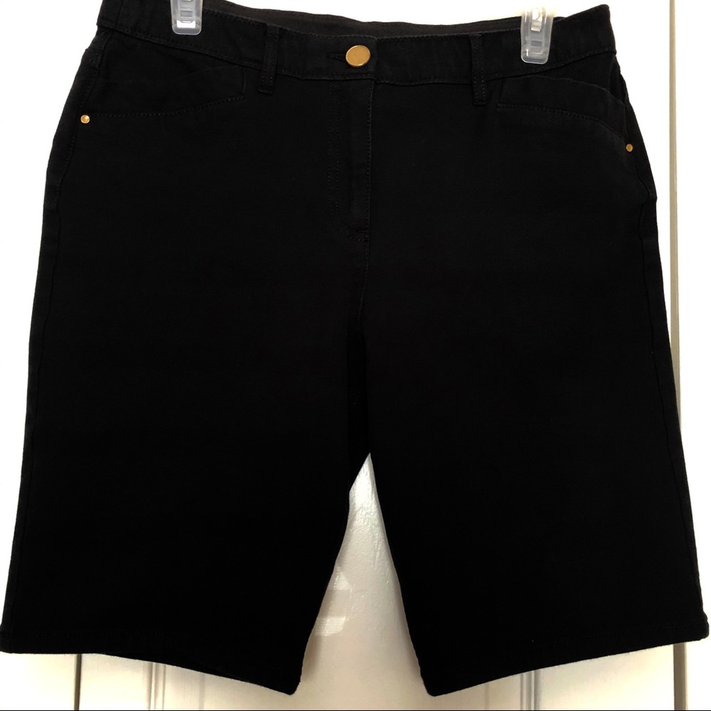 Chicos Bermuda Black Shorts with Gold Button